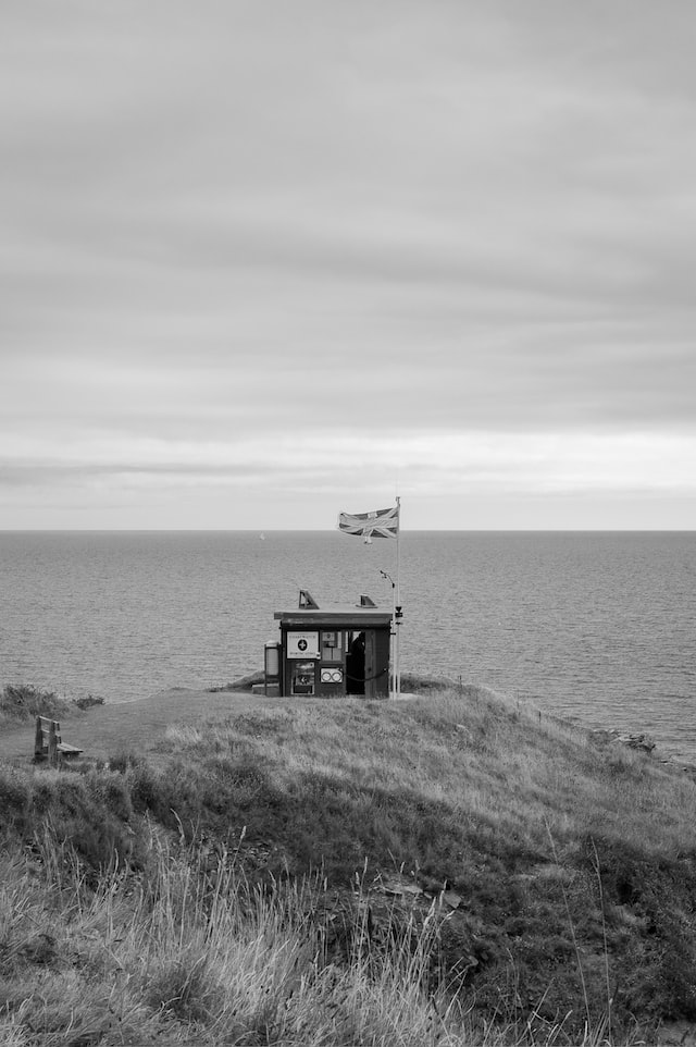 small hut near the ocean