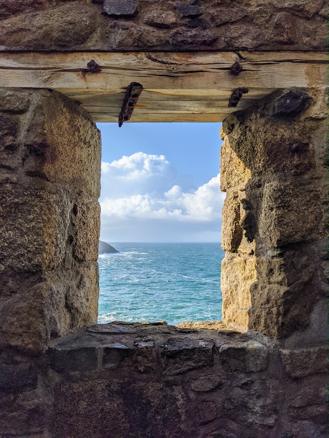 view on the ocean from stone building